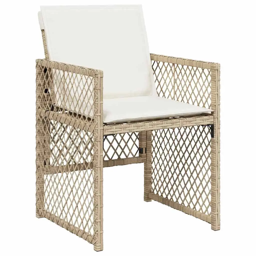 7 Piece Garden Dining Set Outdoor Furniture with Cushions Beige Poly Rattan