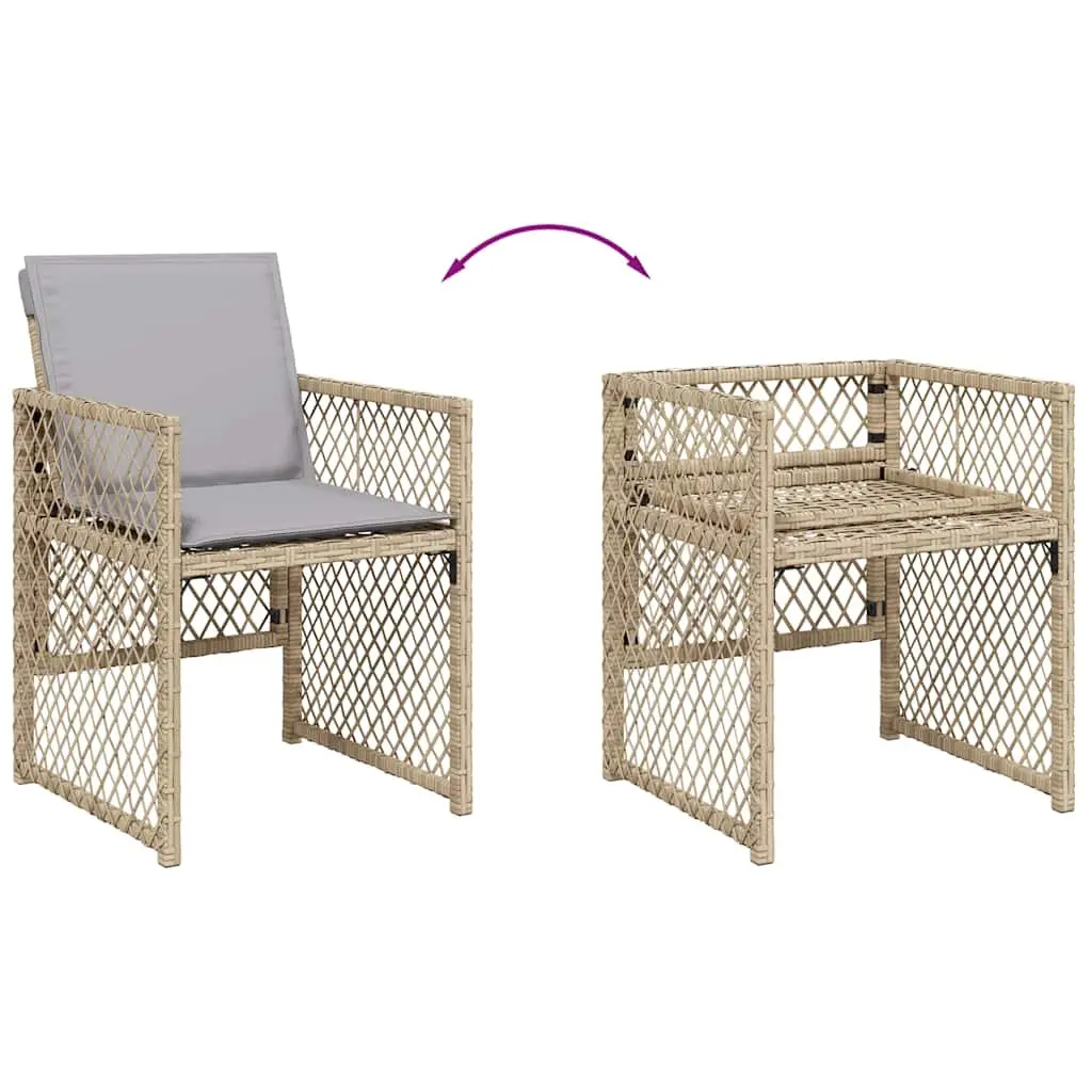7 Piece Garden Dining Set Outdoor Patio Furniture with Cushions Beige Poly