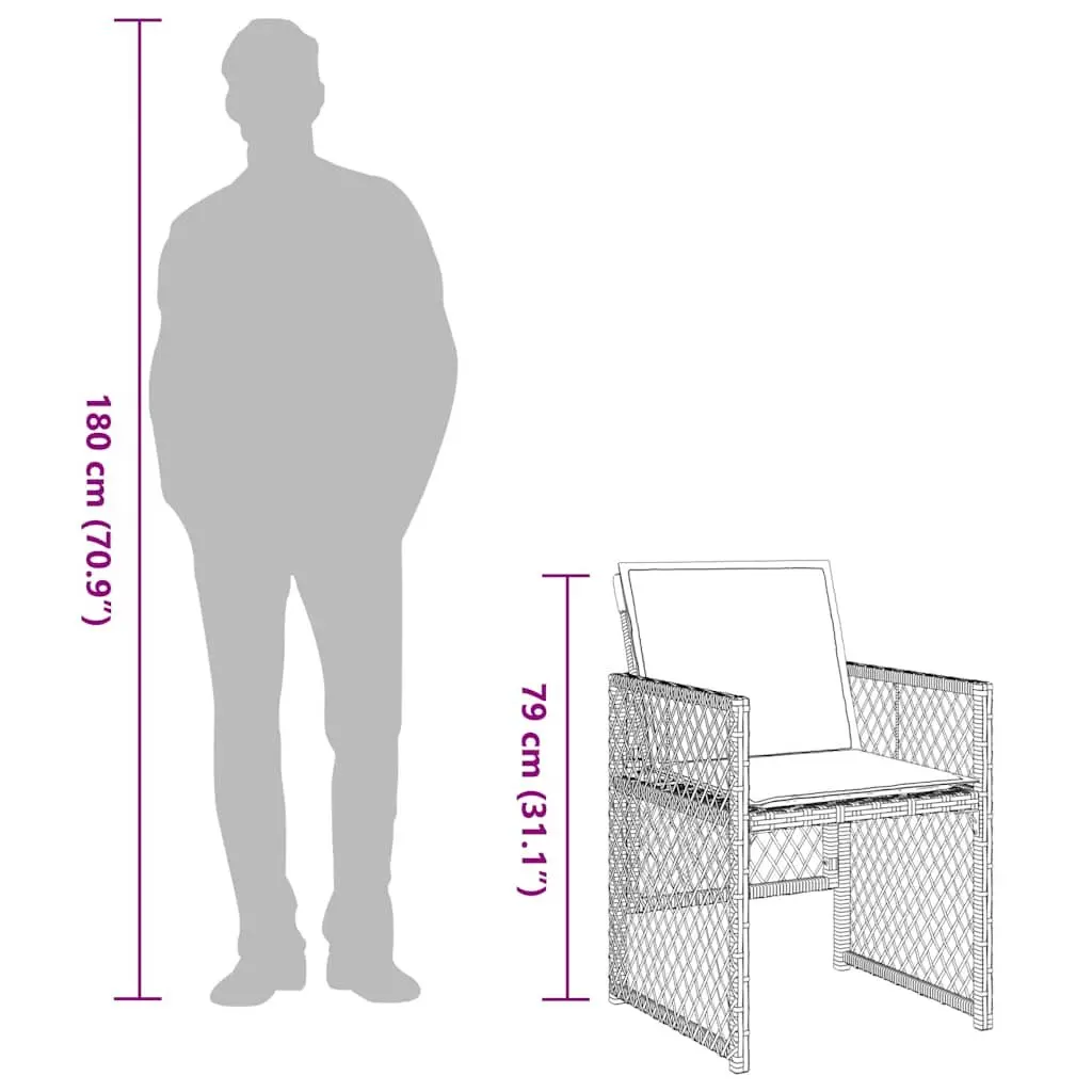 Garden Dining Set 9 Piece PE Rattan Light Grey Outdoor Furniture with Tempered Glass Table and Padded Chairs for Patio