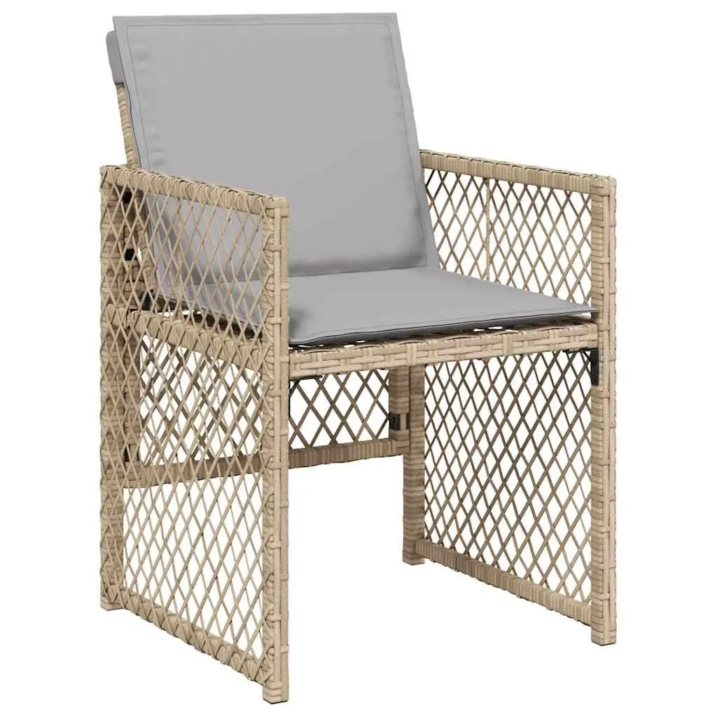 Garden Dining Set 9 Piece PE Rattan Outdoor Furniture Beige Cushions Patio Table