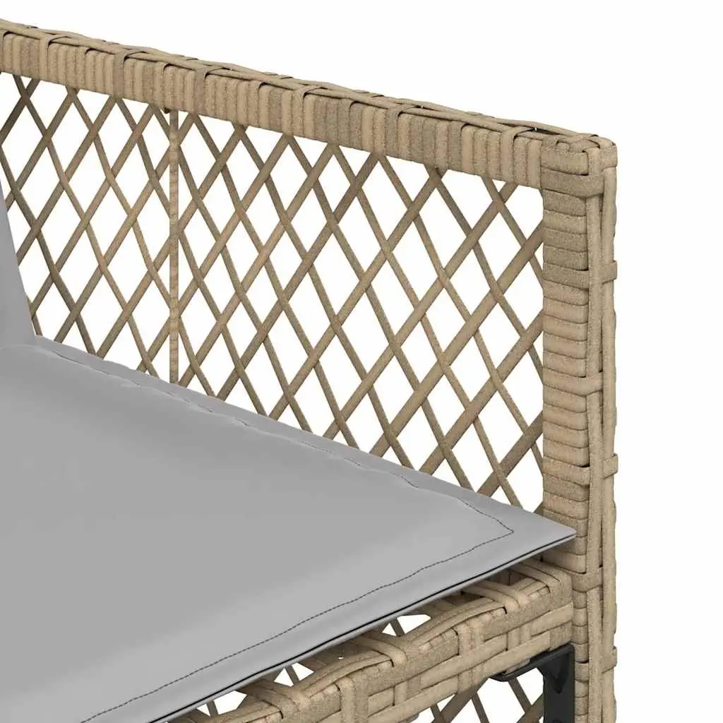 Garden Dining Set 9 Piece PE Rattan Outdoor Furniture Beige Cushions Patio Table