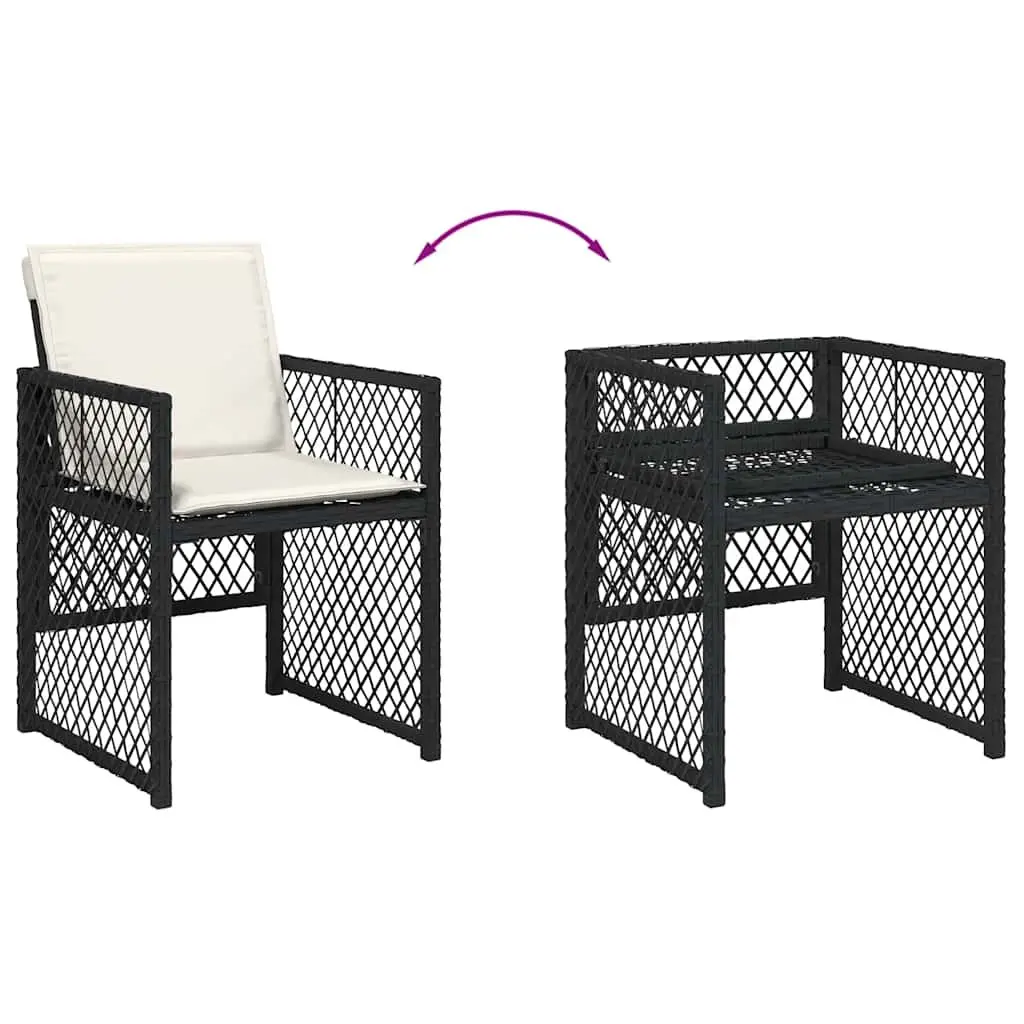 Garden Dining Set 11 Piece Outdoor Furniture Black Poly Rattan Acacia Wood Table