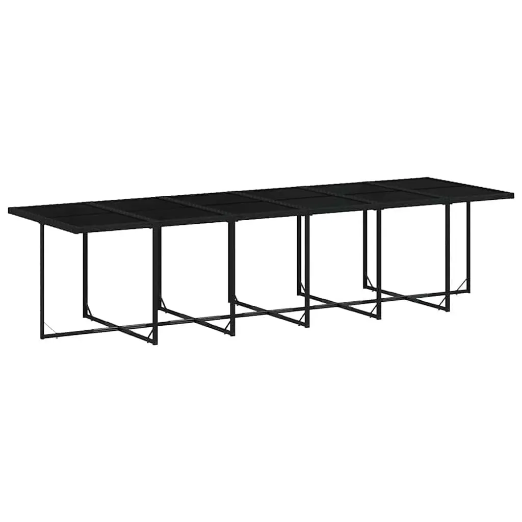 Outdoor Garden Dining Set 13 Piece Black Poly Rattan Table Chairs Cushions Patio