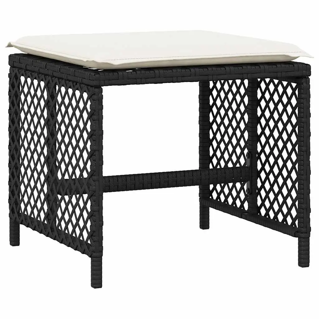 Outdoor Dining Set 9 Piece PE Poly Rattan Cushions Table Black