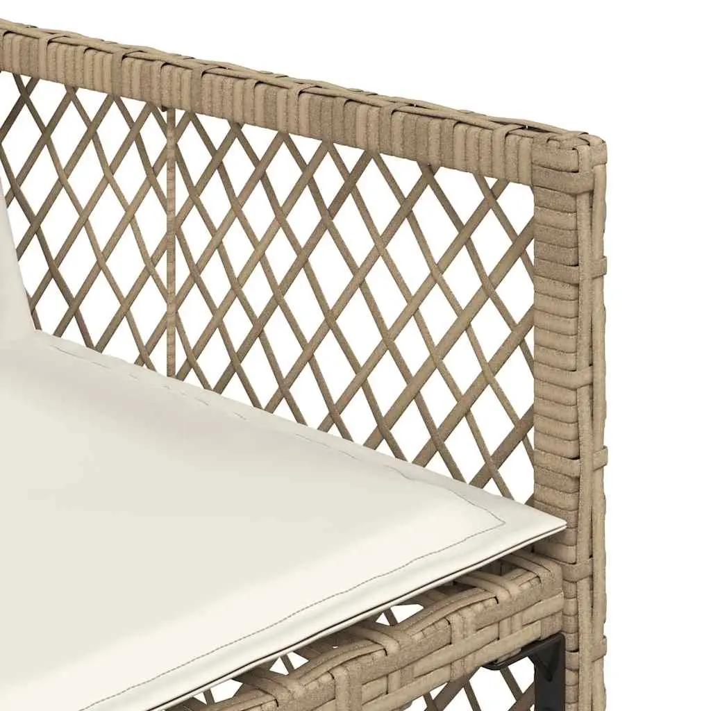 9 Piece Garden Dining Set Poly Rattan Beige Outdoor Patio Furniture with Cushions
