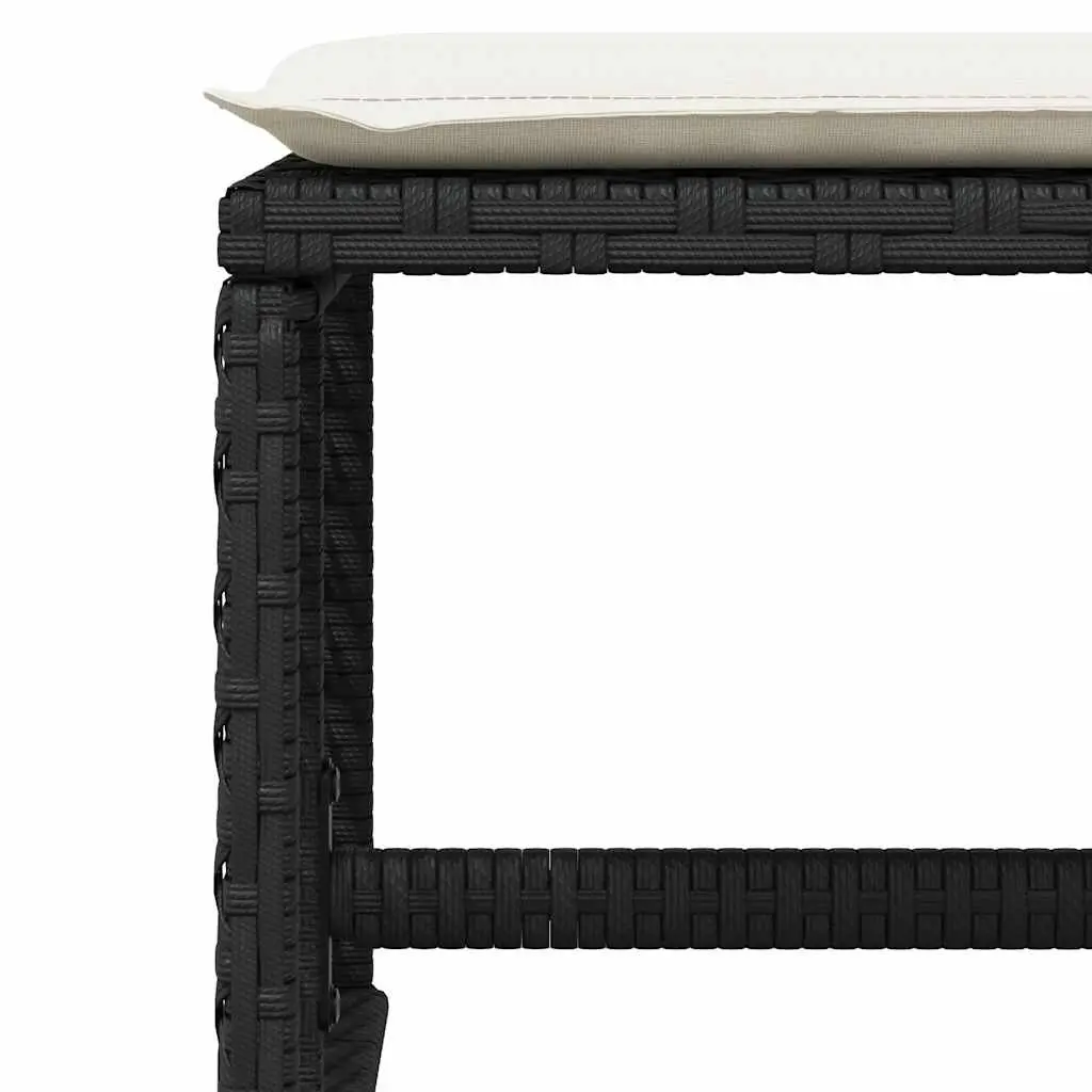 Outdoor Dining Set Black PE Rattan 9 Piece Furniture with Acacia Wood Table and Foldable Chair Backrests