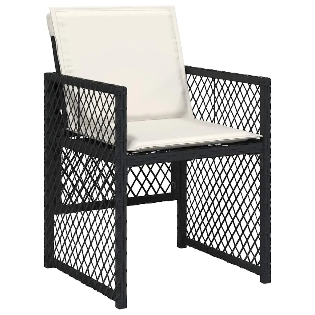 Garden Dining Set 11 Piece PE Rattan Outdoor Furniture Black with Cushions