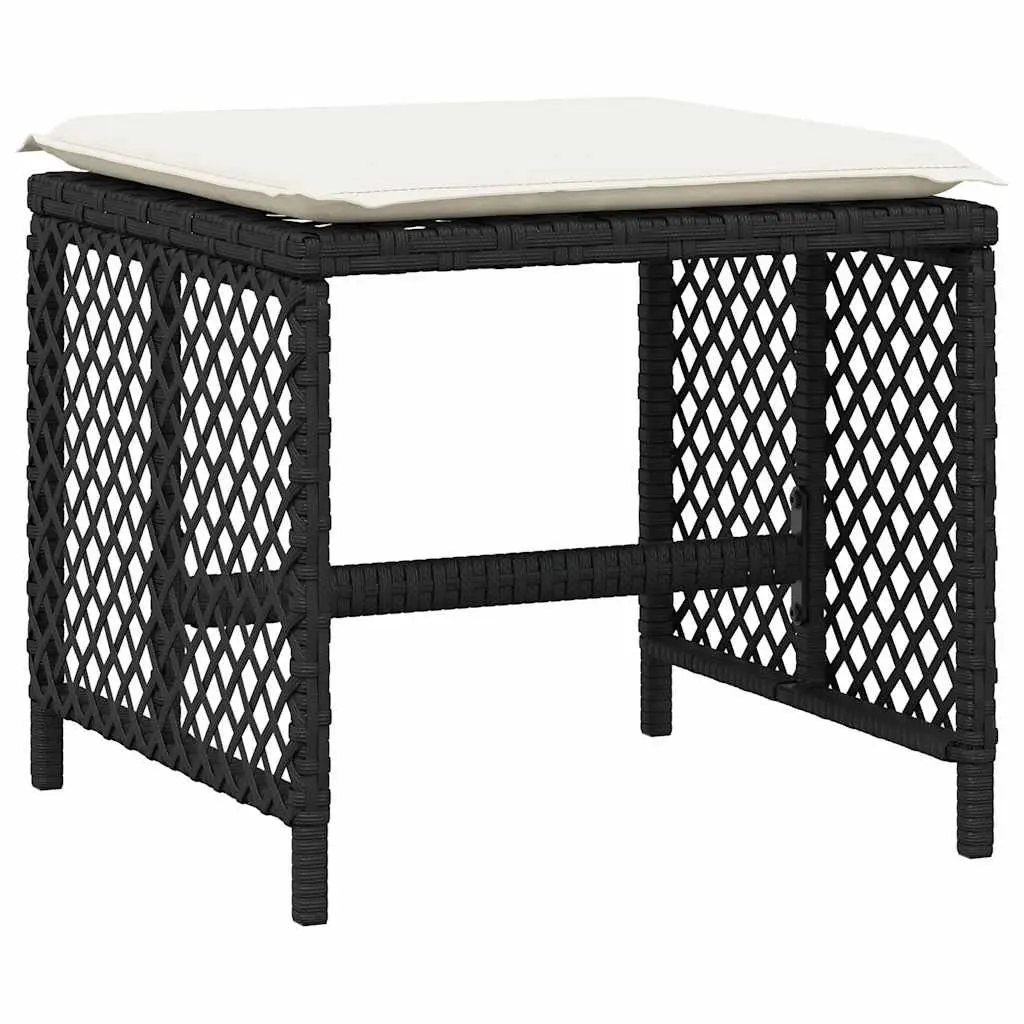 Garden Dining Set 11 Piece PE Rattan Outdoor Furniture Black with Cushions