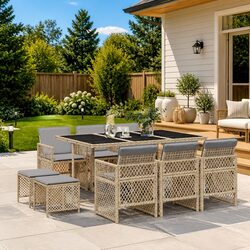 Practical 11-Piece Garden Dining Set for Outdoor Enjoyment
