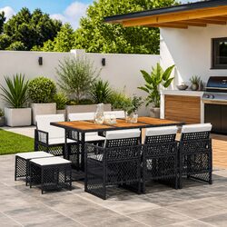 Practical 11 Piece Garden Dining Set for Outdoor Use