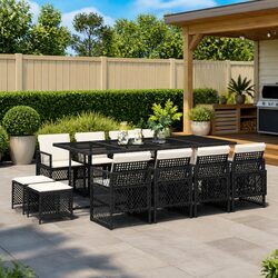 Practical 13-Piece Garden Dining Set with Cushions