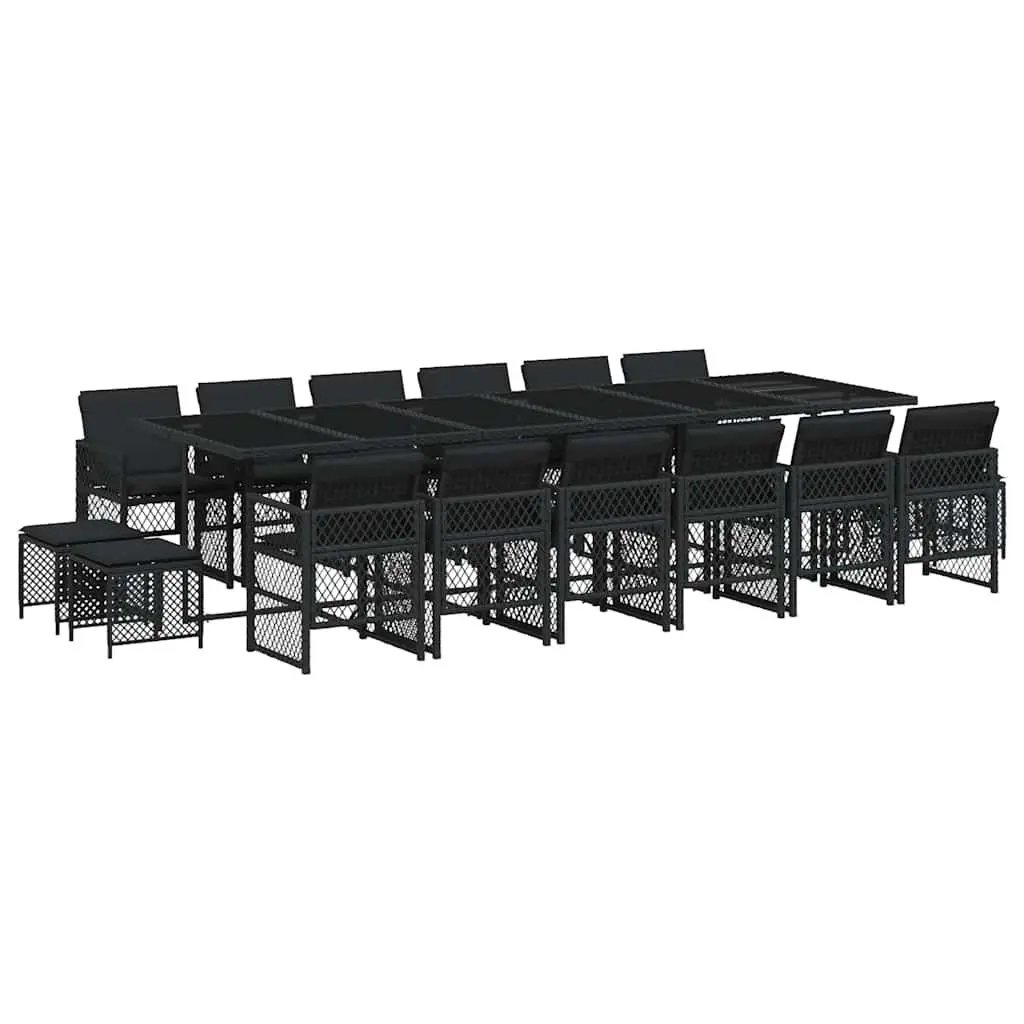 17-Piece Black Garden Dining Set for Entertaining