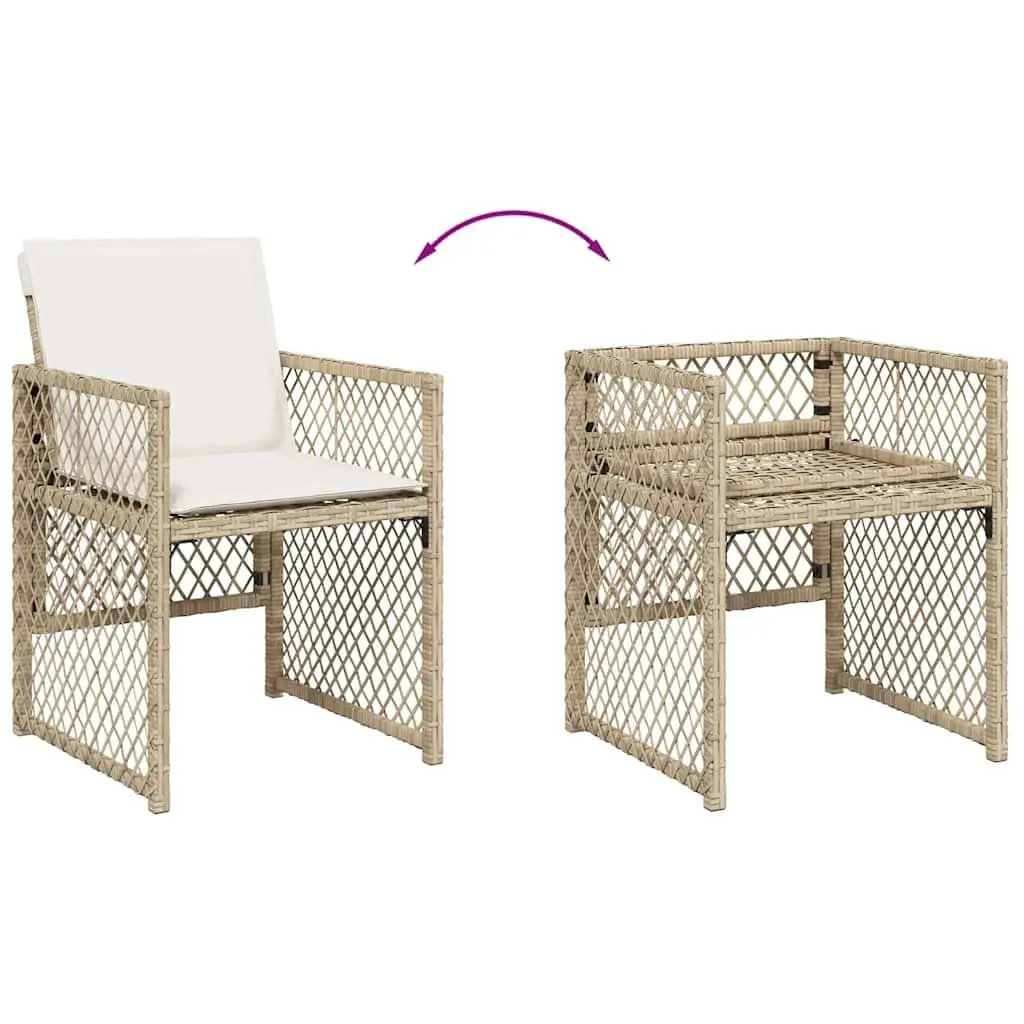 Garden Dining Set 9 Piece Outdoor Furniture Beige Poly Rattan Chairs Table