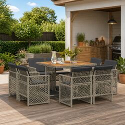 Practical 9 Piece Grey Garden Dining Set for Your Home