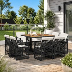 9 Piece Garden Dining Set for Outdoor Use