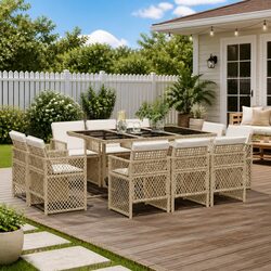 11 Piece Garden Dining Set for Outdoor Use