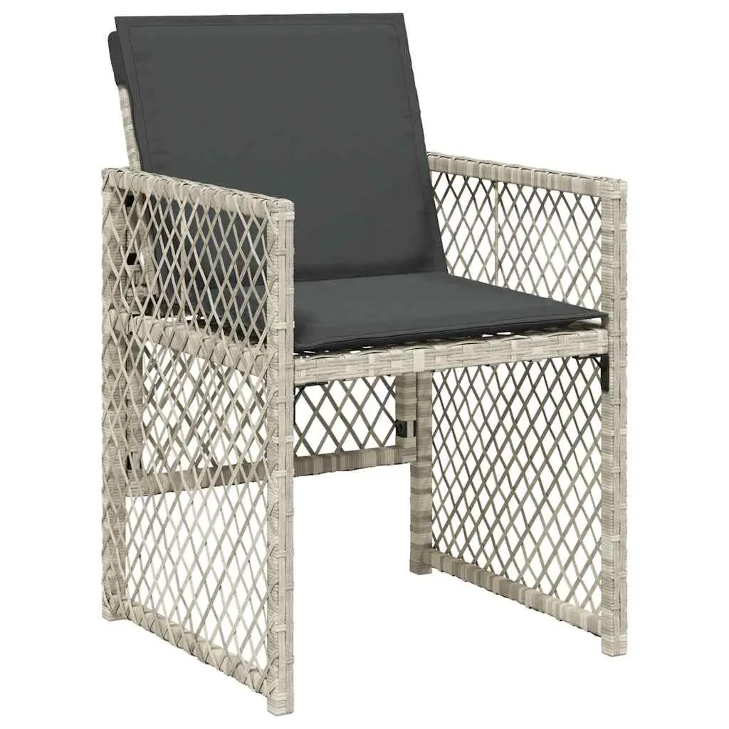 Outdoor Dining Set Grey Poly Rattan 11 Piece with Cushions and Tempered Glass Table for Garden Patio Backyard Furniture