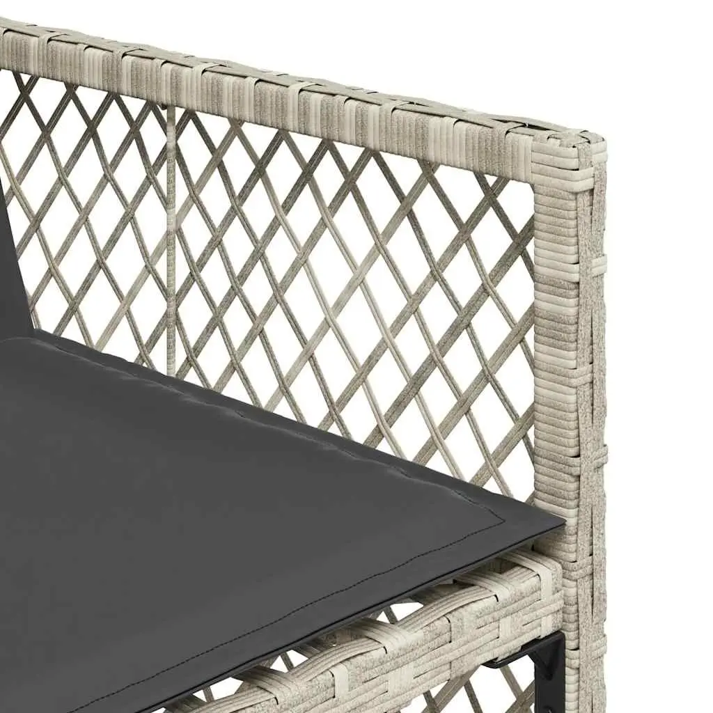 Outdoor Dining Set Grey Poly Rattan 11 Piece with Cushions and Tempered Glass Table for Garden Patio Backyard Furniture