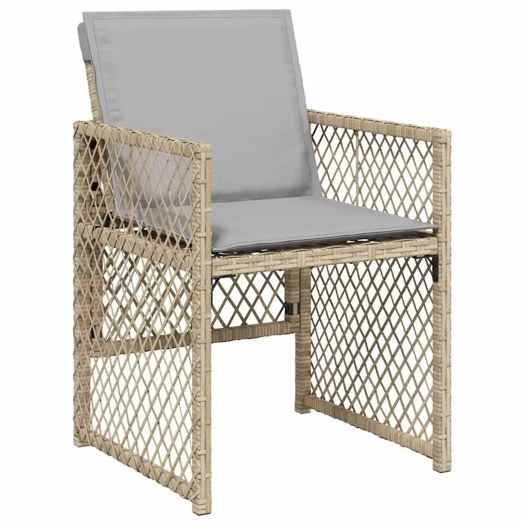 Outdoor Dining Set 11 Piece PE Rattan Garden Furniture Beige Patio Table