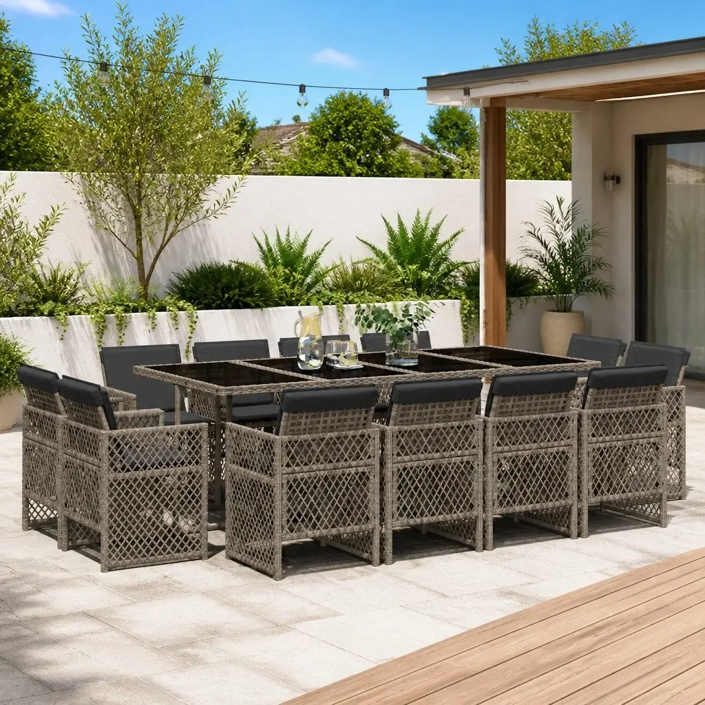 13 Piece Garden Dining Set for Outdoor Use
