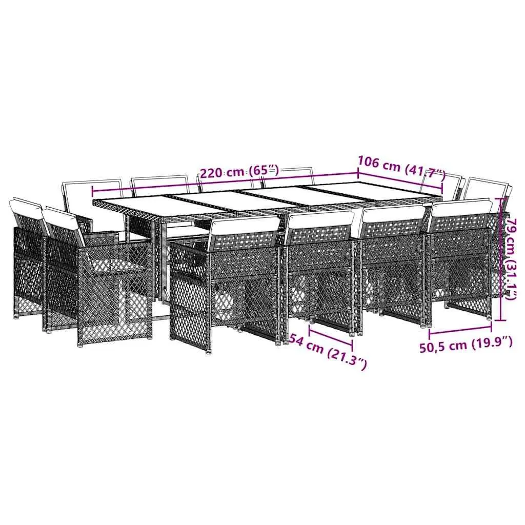 13 Piece Garden Dining Set for Outdoor Use