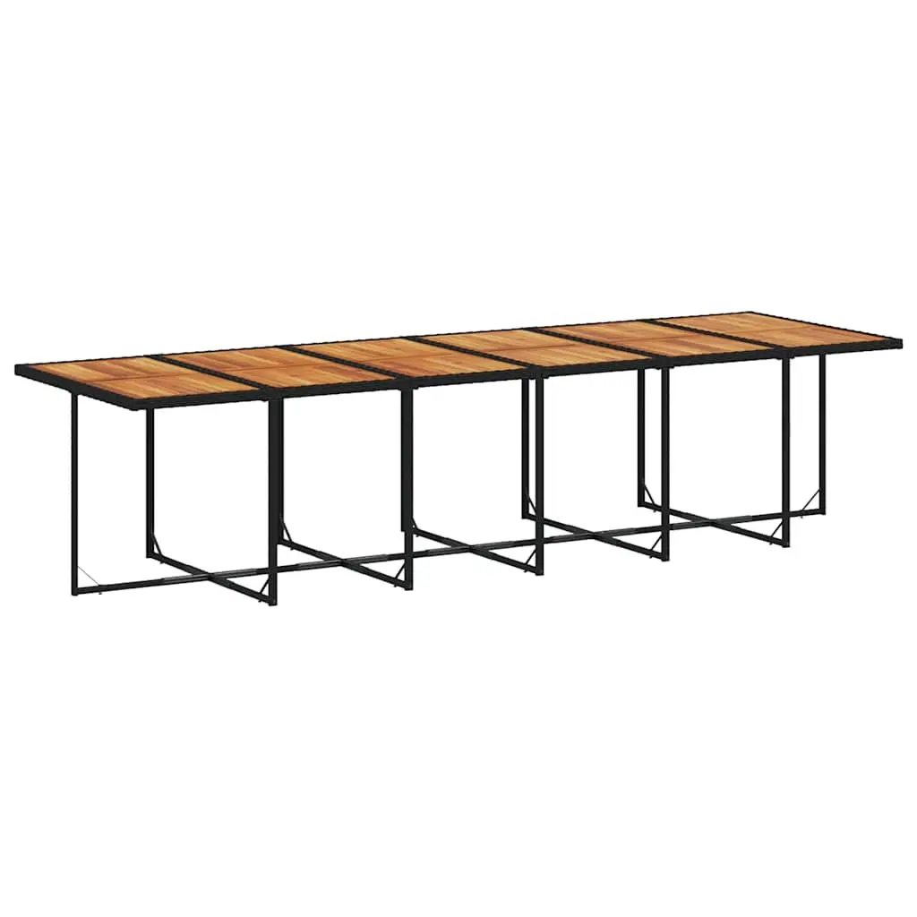 Outdoor Garden Dining Set 17 Piece PE Rattan Furniture Black with Acacia Wood Table Top and Padded Cushions