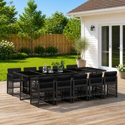 11-Piece Black Rattan Garden Set for Outdoor Use