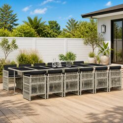 13-Piece Grey Dining Set for Outdoor Use