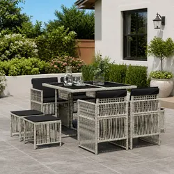 Functional 9-Piece Grey Outdoor Dining Set for Your Home