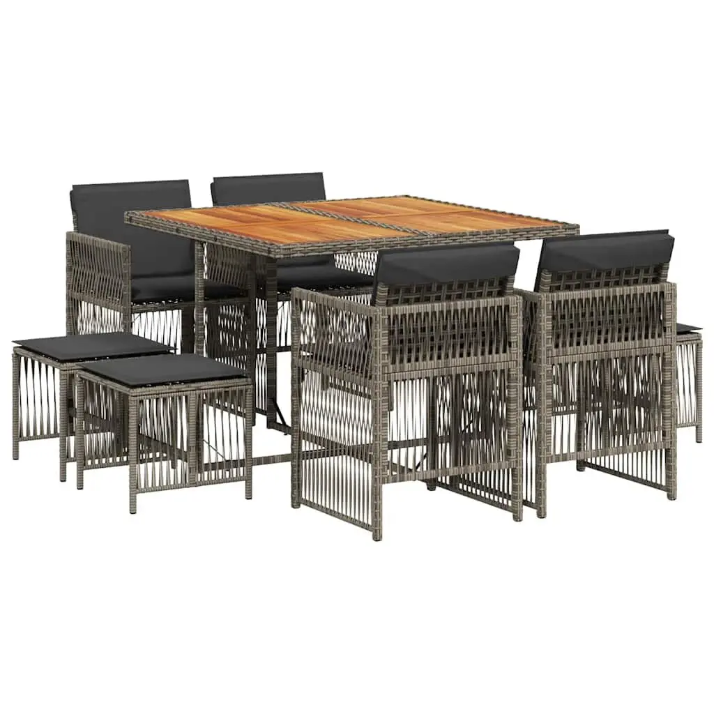9 Piece Garden Dining Set for Outdoor Use