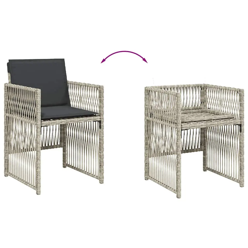 Outdoor Dining Set Grey Cushioned Poly Rattan 11 Piece Patio Furniture with Tempered Glass Table for Garden and Backyard