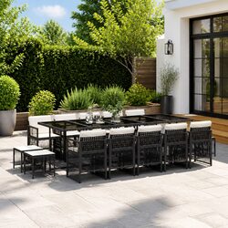 15 Piece Outdoor Dining Set with PE Rattan