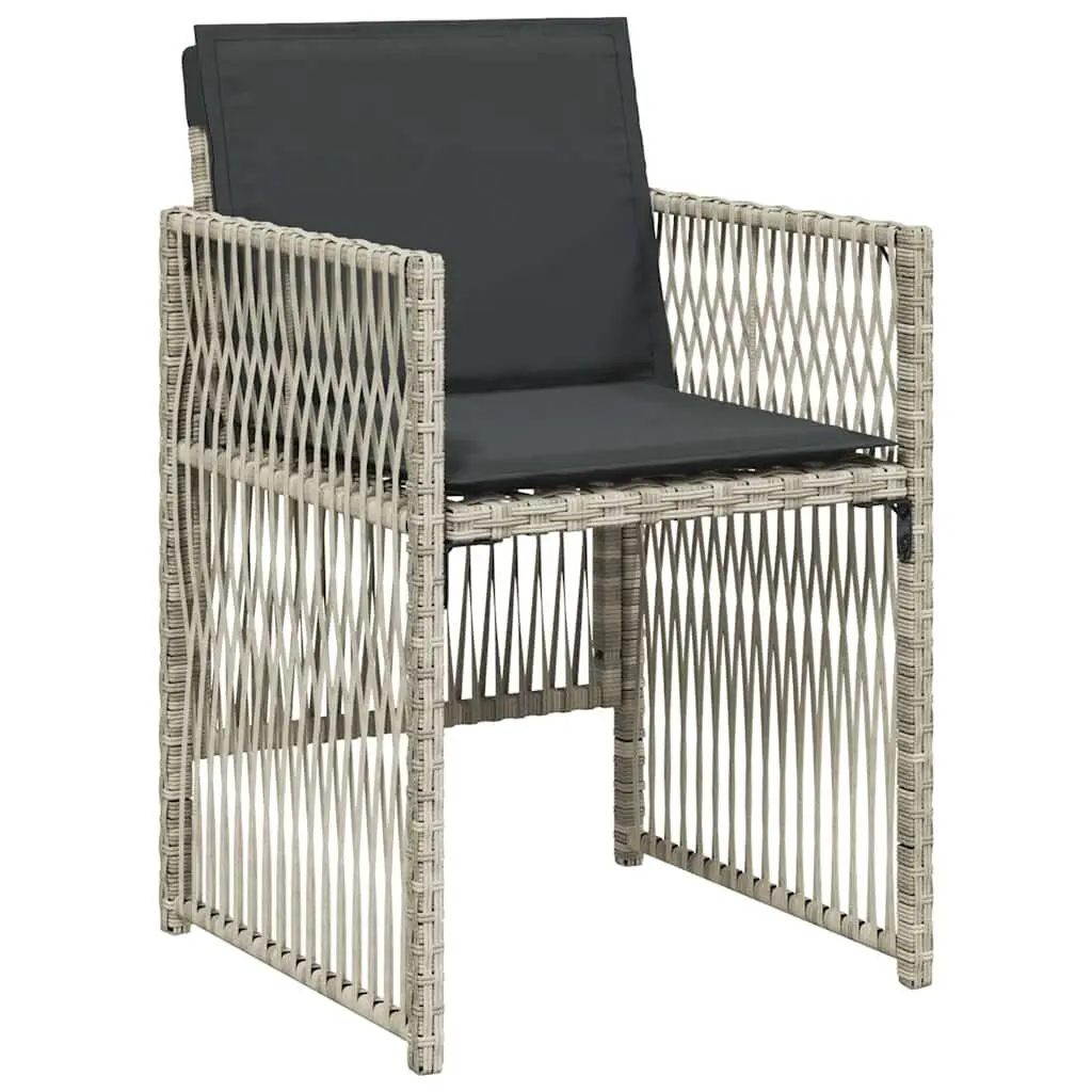 9 Piece Outdoor Dining Set Light Grey PE Rattan Furniture with Cushions and Tempered Glass Table for Patio Garden