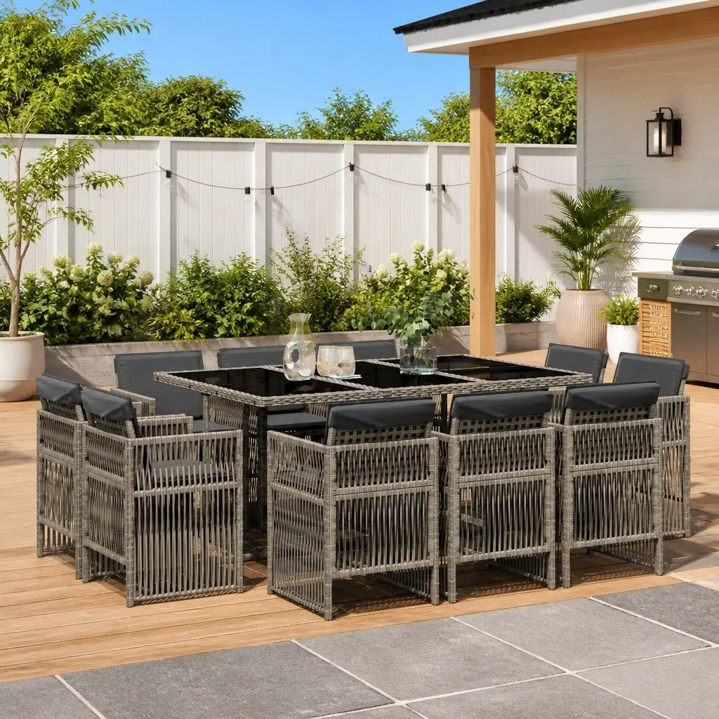 11 Piece Outdoor Dining Set for Compact Spaces