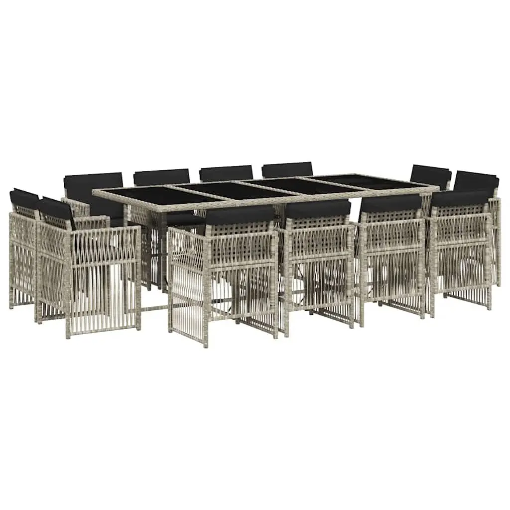 Garden Dining Set 13 Piece PE Rattan Grey Outdoor Furniture Patio Table Chairs