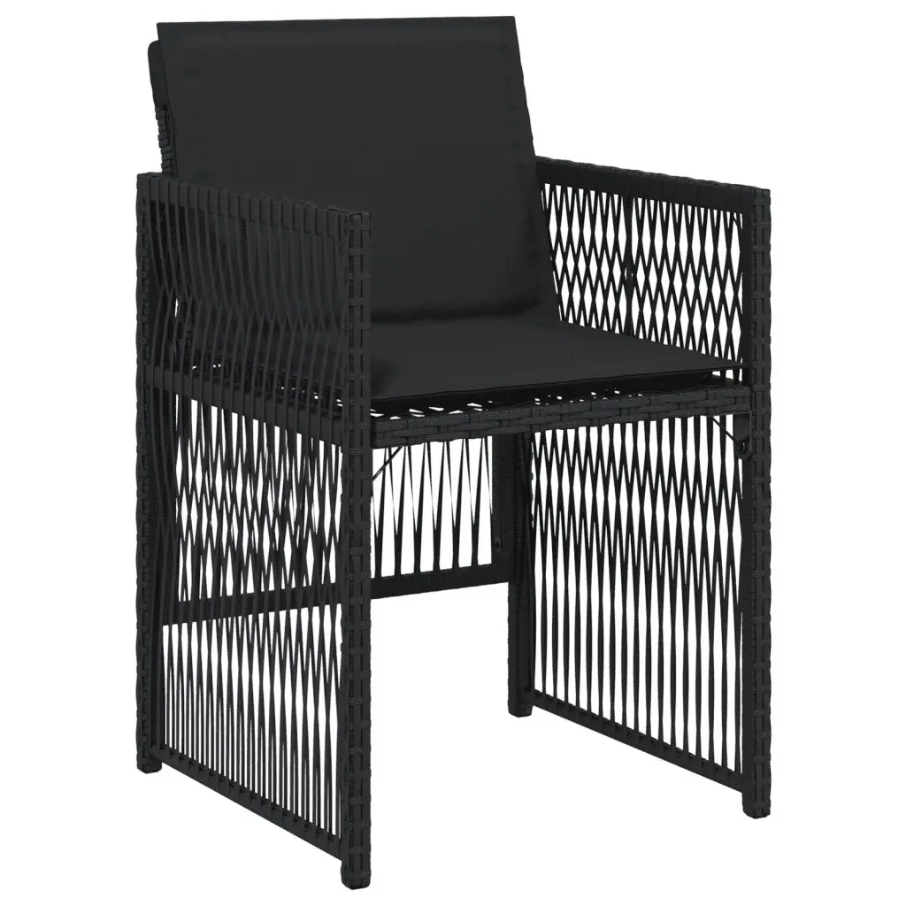 Outdoor Furniture Set Black PE Rattan Table and 8 Chairs with Cushions 15 Piece