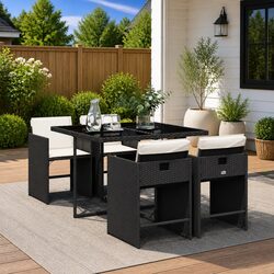 Black Rattan Outdoor Dining Set