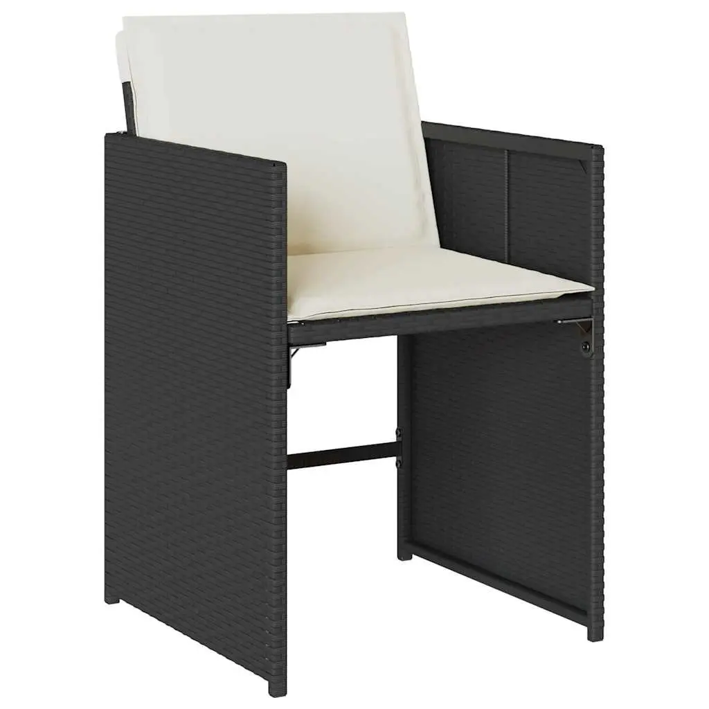 Outdoor Dining Set Black Rattan 5 Piece Table and Chairs with Cushions