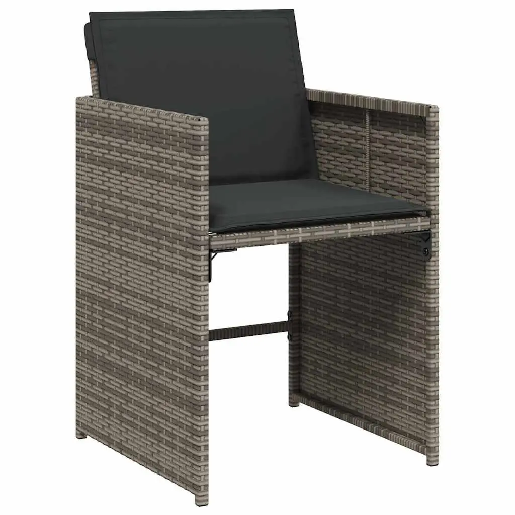 5 Piece Outdoor Garden Dining Set PE Rattan Grey with Acacia Wood Table and Padded Cushions