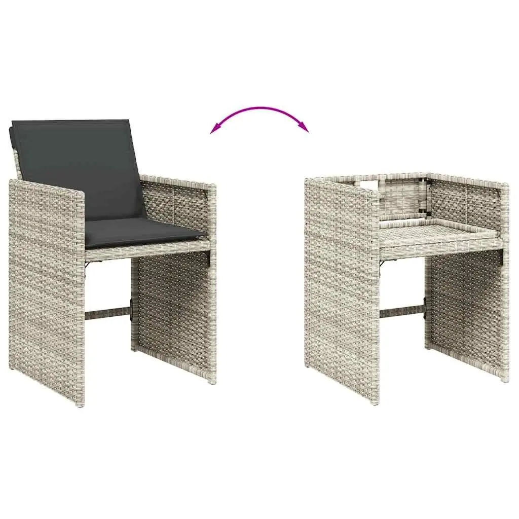 Garden Dining Set 9 Piece Outdoor Furniture Grey Poly Rattan Chairs Table