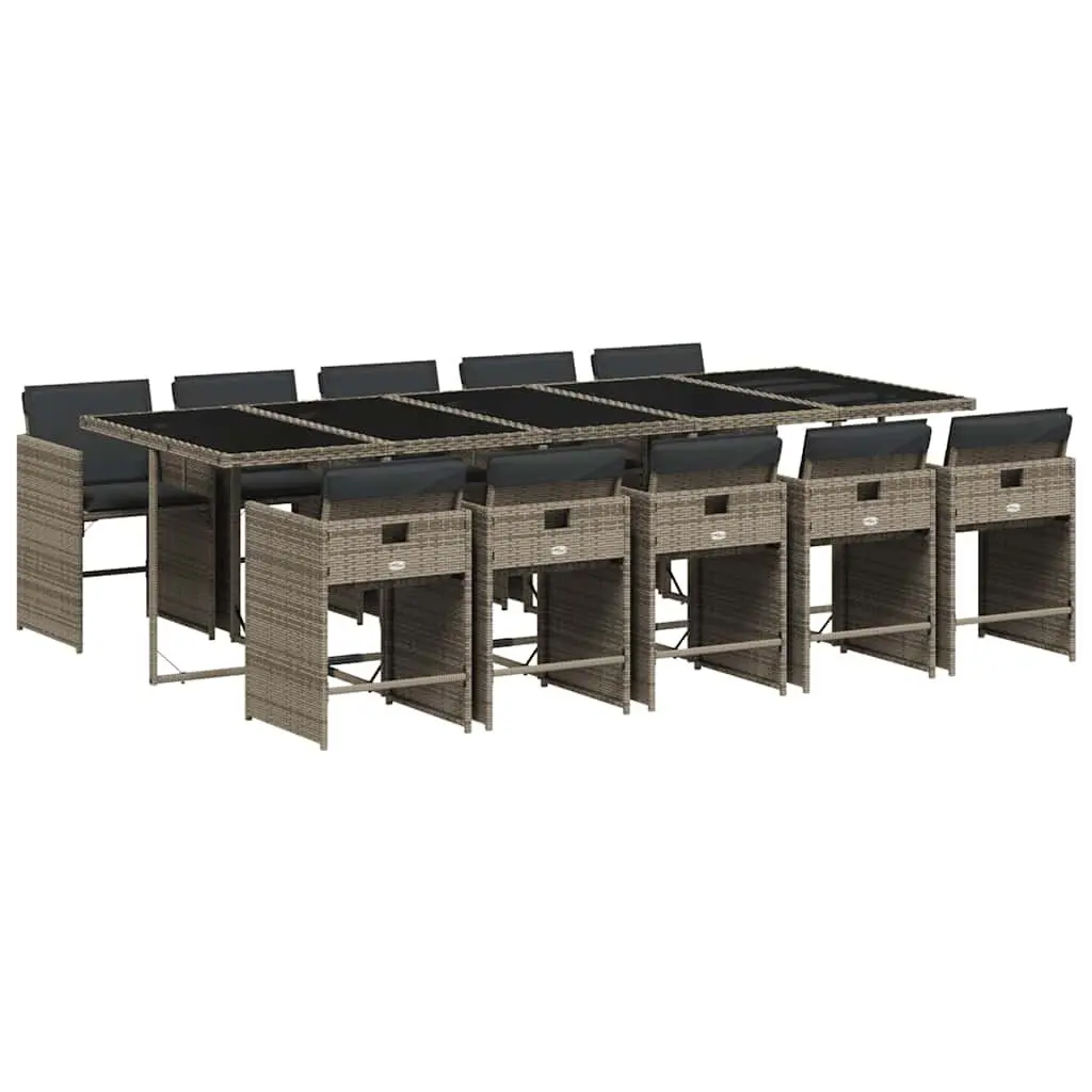 11 Piece Garden Dining Set with Cushions Outdoor Furniture Patio Grey Rattan