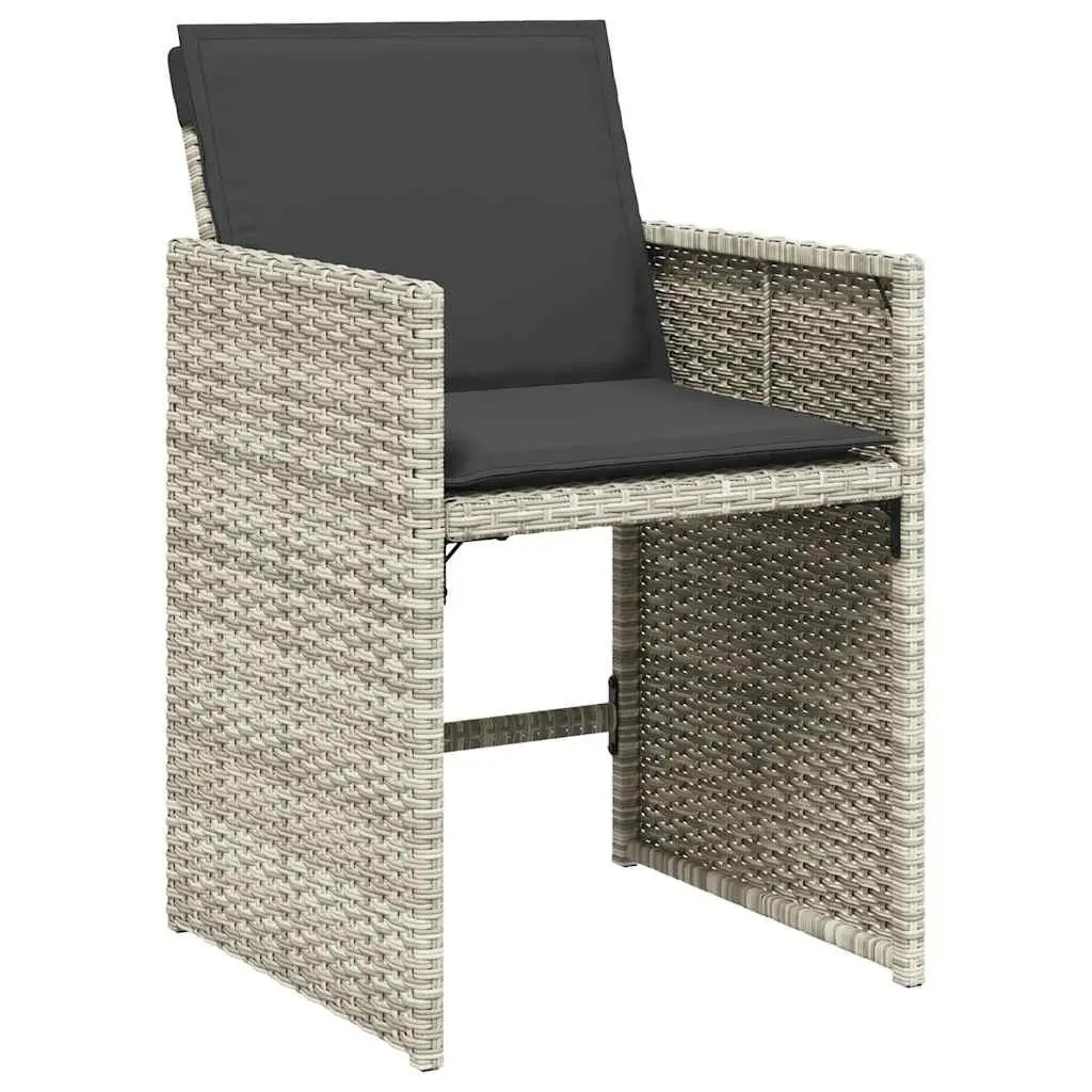 Garden Dining Set 9 Piece PE Rattan Grey Outdoor Furniture Table Chairs Stools