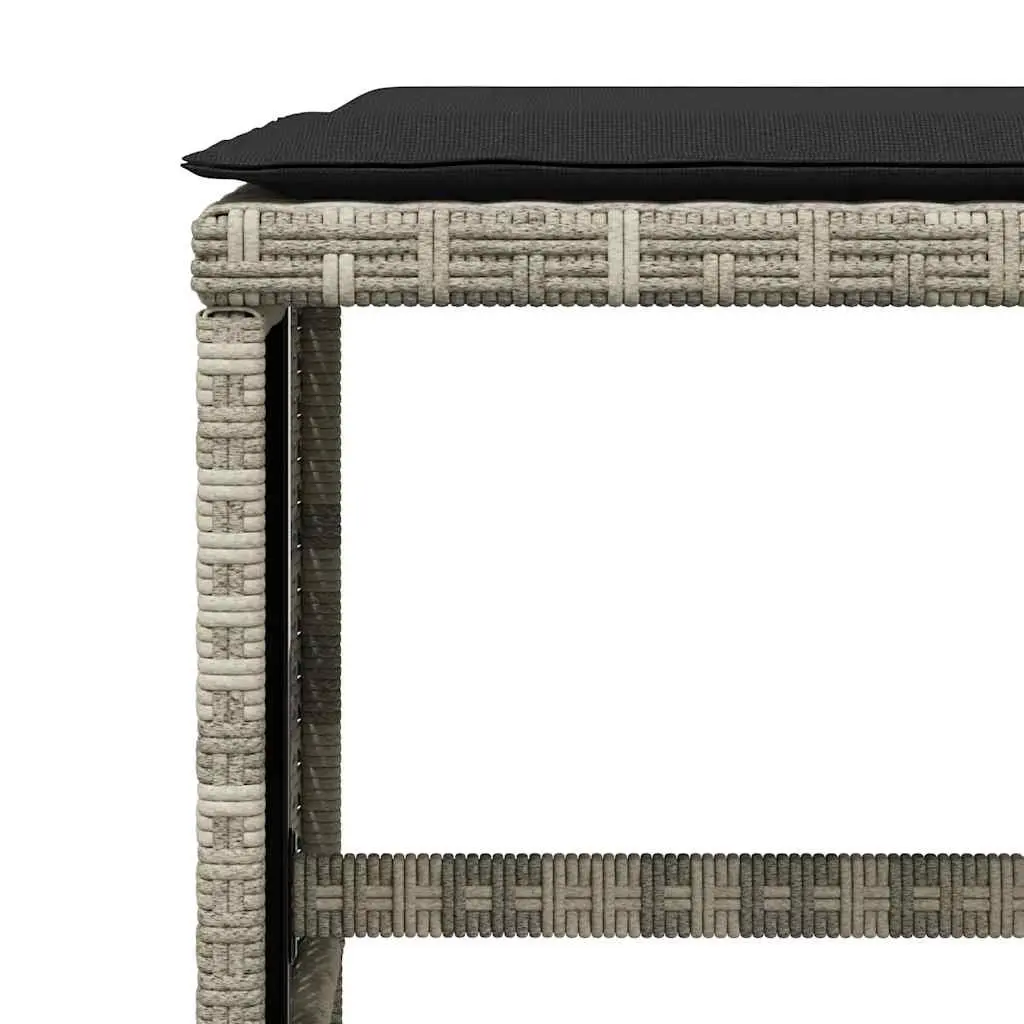 Garden Dining Set 9 Piece PE Rattan Grey Outdoor Furniture Table Chairs Stools