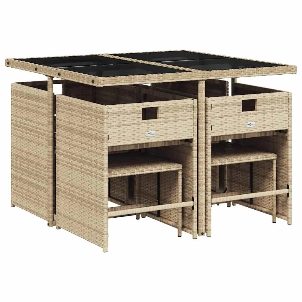 Garden Dining Set 9 Piece Outdoor Furniture Patio Table Chairs Cushions Beige