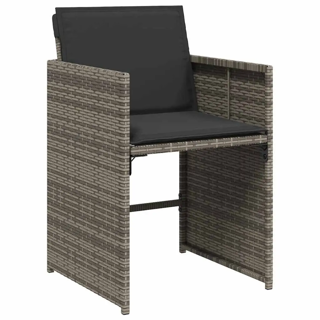 Garden Dining Set 9 Piece Grey Poly Rattan Outdoor Furniture with Cushions
