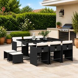 Practical 11-Piece Dining Set for Garden Entertaining