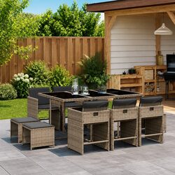 Practical 11 Piece Garden Dining Set for Outdoor Use