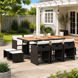 Practical 11-Piece Garden Dining Set for Outdoor Use
