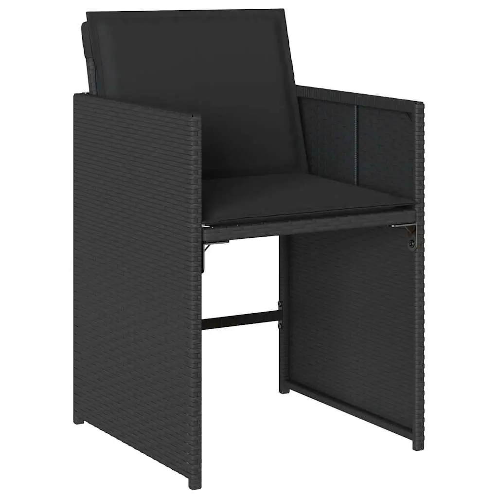 13 Piece Outdoor Garden Dining Set with Cushions Poly Rattan Black Patio