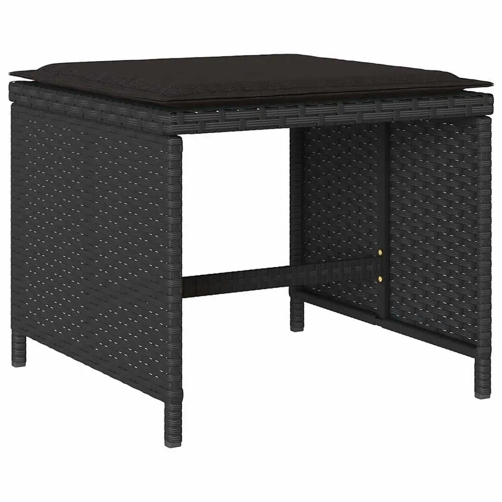13 Piece Outdoor Garden Dining Set with Cushions Poly Rattan Black Patio